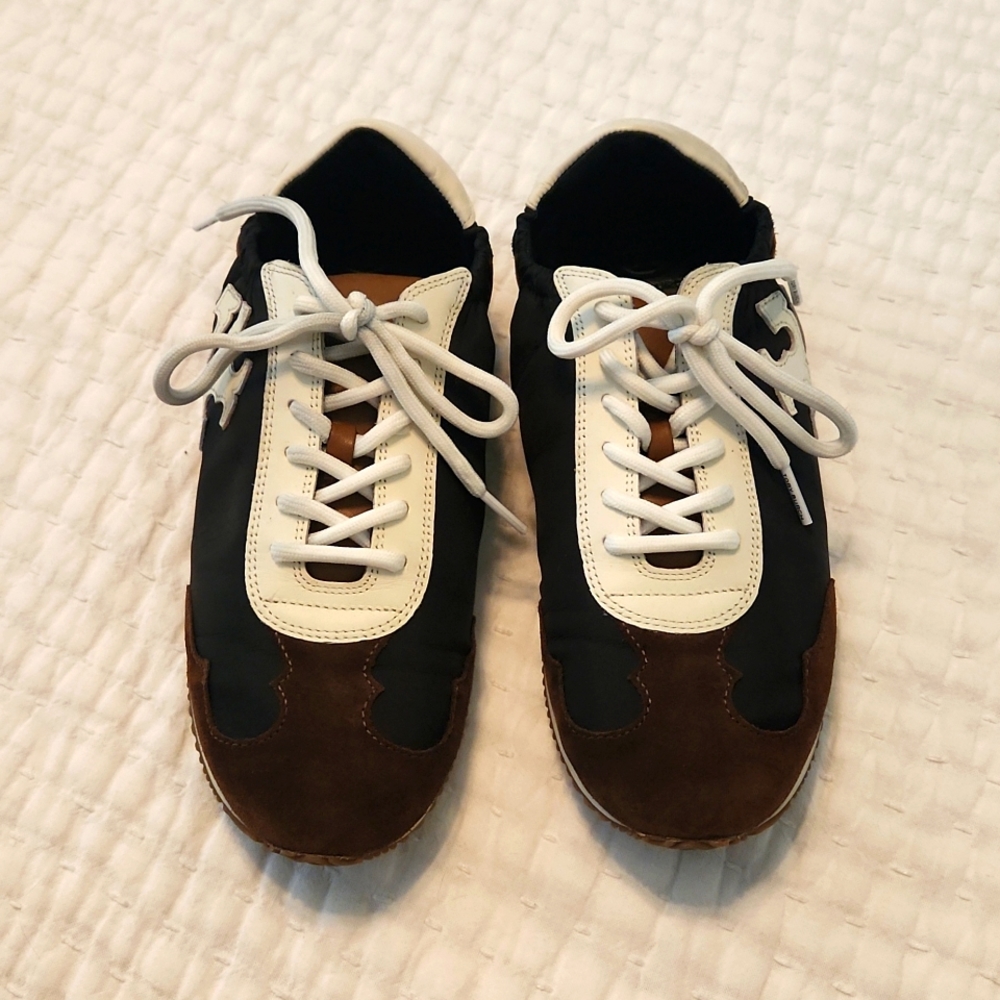 Tory Burch, 8, black nylon and leather sneakers